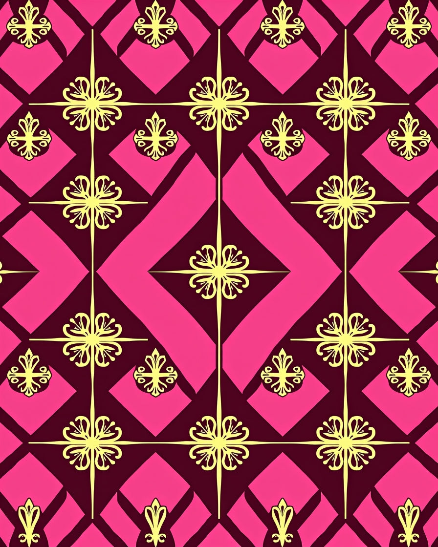 Ornate Floral Diamond Pattern Rug