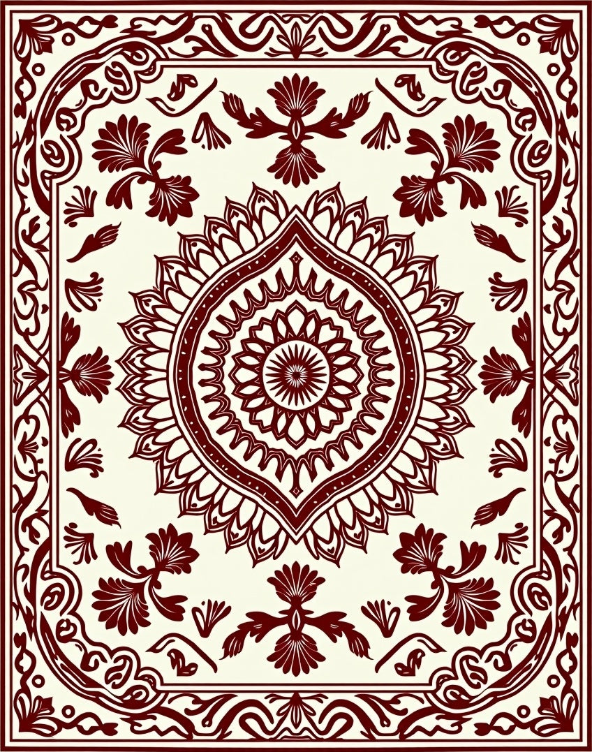 Traditional Floral And Mandala Pattern Rug