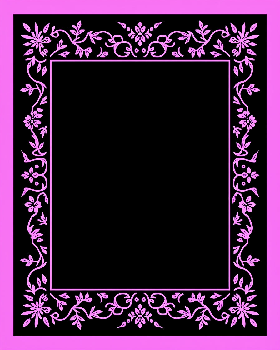 Pink Floral Vine Border Design Rug