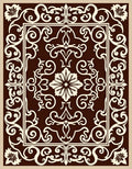 Elegant Scrollwork Floral Brown Rug