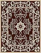 Elegant Scrollwork Floral Brown Rug