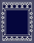 Navy White Ornate Geometric Frame Rug