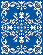 Bold Blue White Floral Scroll Rug