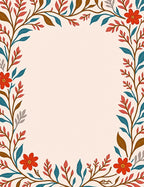 Whimsical Red Floral Vine Border Rug