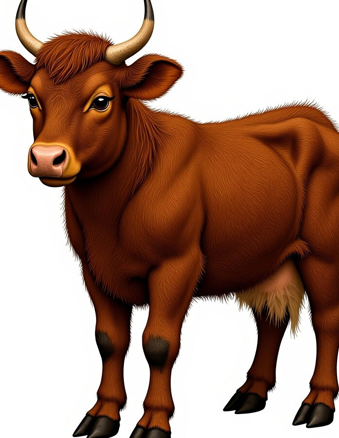 Rich Brown Cow Portrait Whimsical Rug