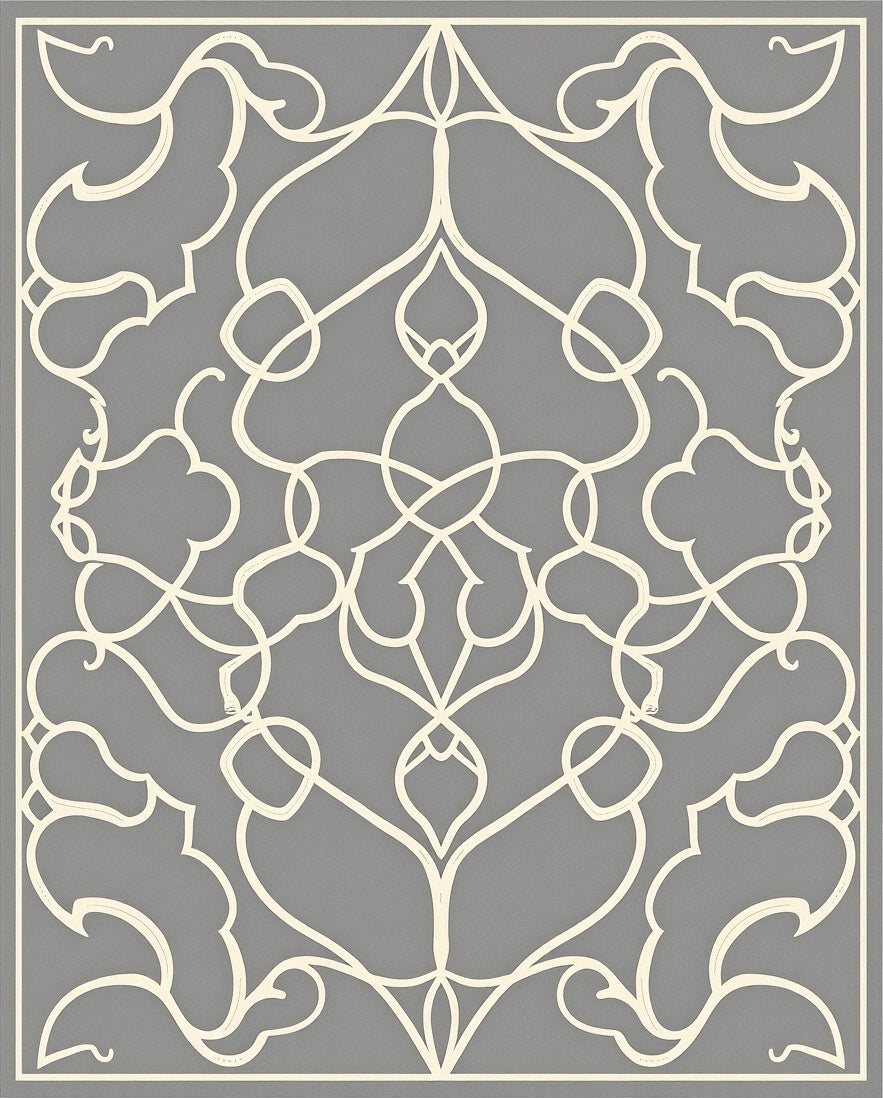 Elegant Off White Scrollwork Pattern Rug