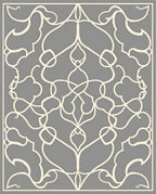 Elegant Off White Scrollwork Pattern Rug