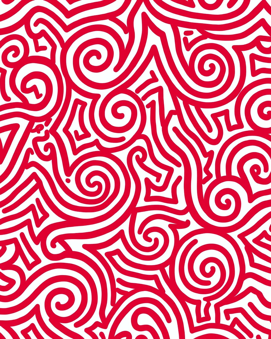 Bold Red Swirl Abstract Graphic Rug