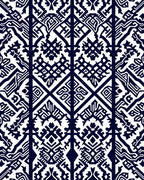 Dark Blue White Abstract Tribal Design Rug