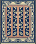 Art Nouveau Dark Blue Ivory Accent Rug