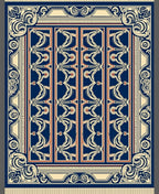 Art Nouveau Dark Blue Ivory Accent Rug
