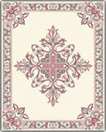Elegant Floral Scroll Medallion Design Rug