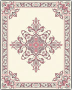 Elegant Floral Scroll Medallion Design Rug