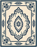 Classic Navy Cream Medallion Design Rug