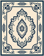 Classic Navy Cream Medallion Design Rug