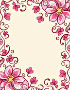 Pretty Pink Floral Vines Design Rug