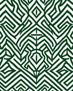Emerald Green Abstract Geometric Maze Rug