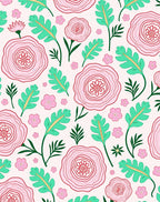 Whimsical Pink Floral Pattern Rug