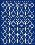Intricate Blue Golden White Lattice Rug