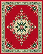 Red Floral Mandala Border Design Rug