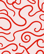 Red Swirls Abstract Pattern Rug