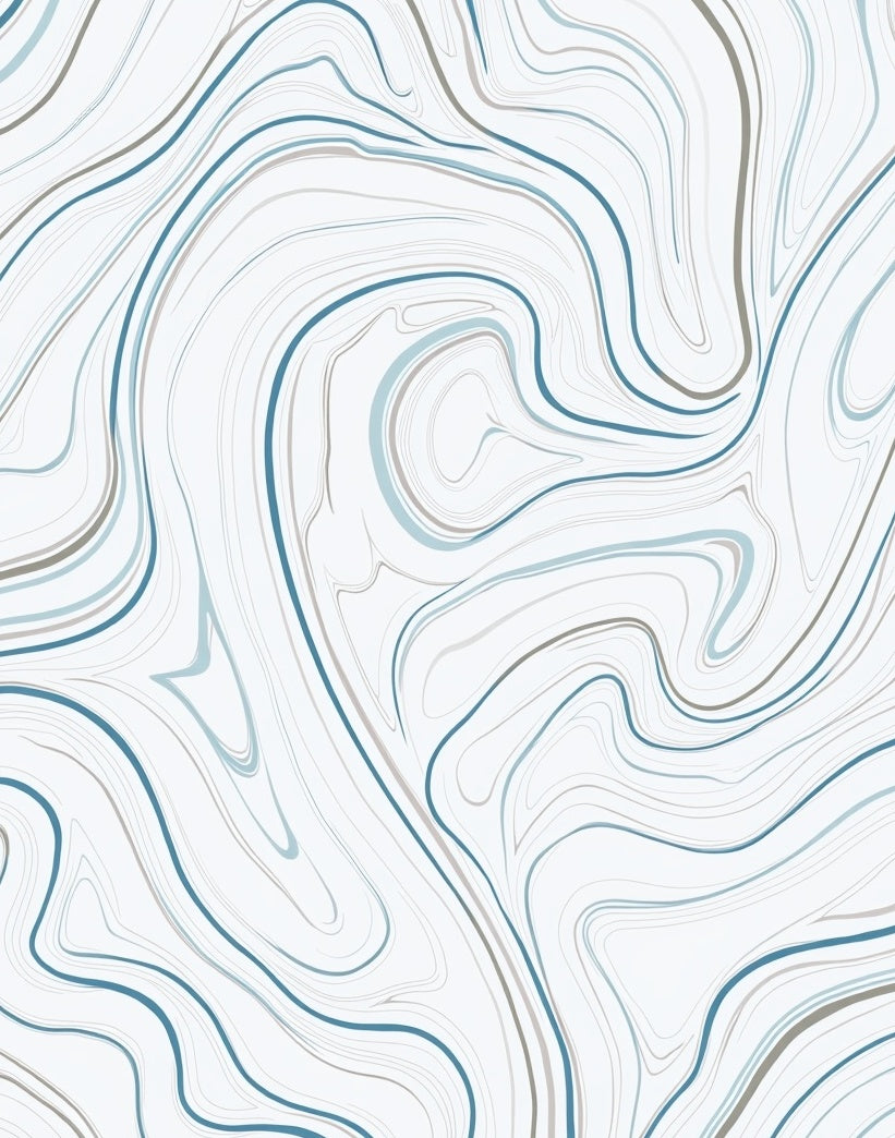 Cool Blue Swirl Marble Pattern Rug