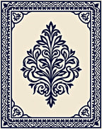 Dark Blue Traditional Floral Damask Rug