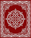 Ornate White Floral Border Rug