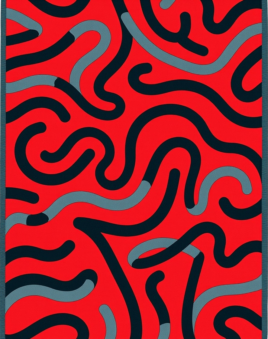 Abstract Wavy Lines Pattern Rug