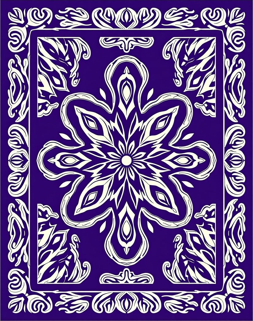 Ornate Floral Starburst Design Rug