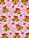 Golden Bells With Red Ribbons Pink Rug
