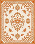Ornate Floral Scroll Work Pattern Rug