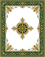 Elegant Green Gold Flourish Pattern Rug