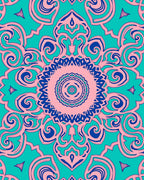 Retro Circular Floral Medallion Rug