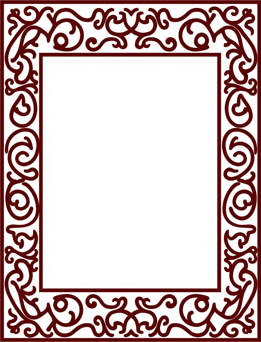 Ornate Scrolling Vine Border Design Rug