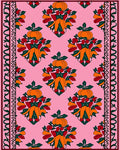 Pink Pumpkin Botanical Medallion Border Rug