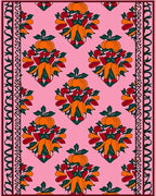 Pink Pumpkin Botanical Medallion Border Rug