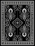 Elegant Black White Floral Symmetry Rug