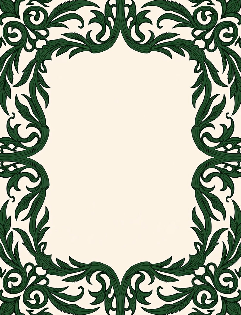 Elegant Green Swirl Floral Pattern Rug
