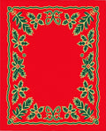 Crimson Green Floral Vine Border Rug