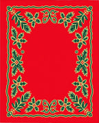Crimson Green Floral Vine Border Rug
