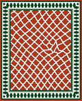 Terracotta Lattice Bordered Geometric Design Rug