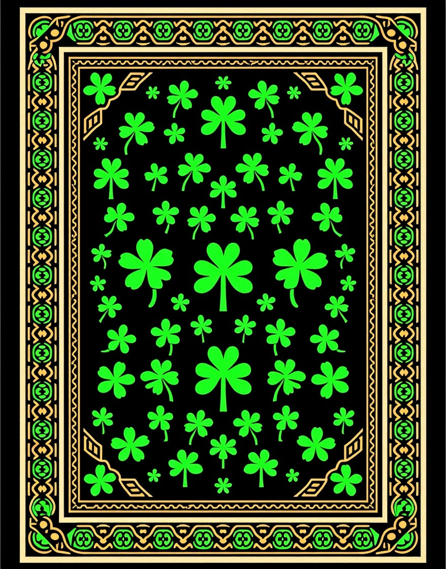 Lucky Clover With Ornamental Border Rug