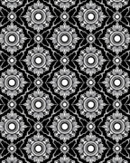 Classic Floral Medallion Black White Rug