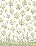 Delicate Yellow Floral Garden Pattern Rug