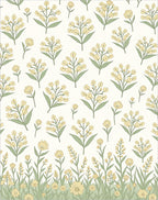 Delicate Yellow Floral Garden Pattern Rug