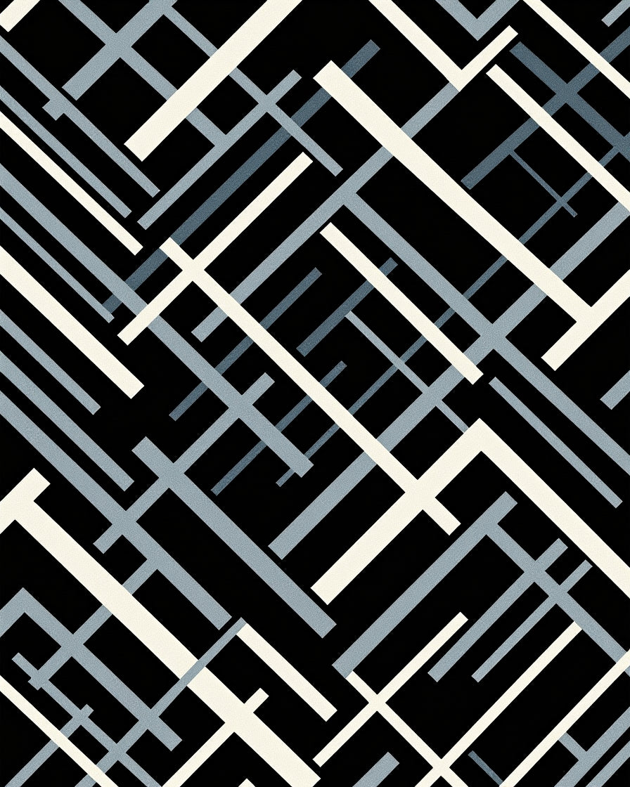 Interlocking Lines Pattern With Gray And Cream Rug