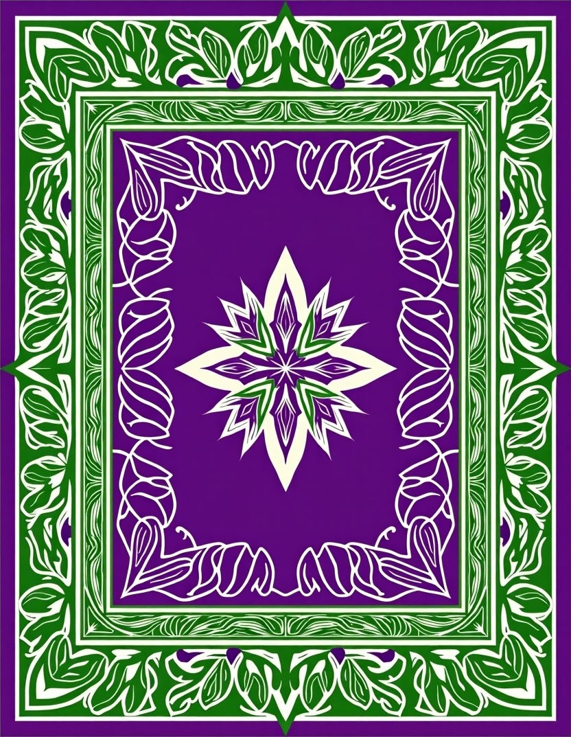 Bold Floral Frame Design Rug