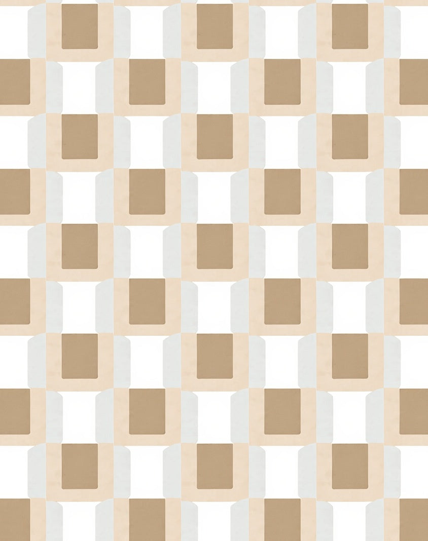 Geometric Basketweave Neutral Tones Rug