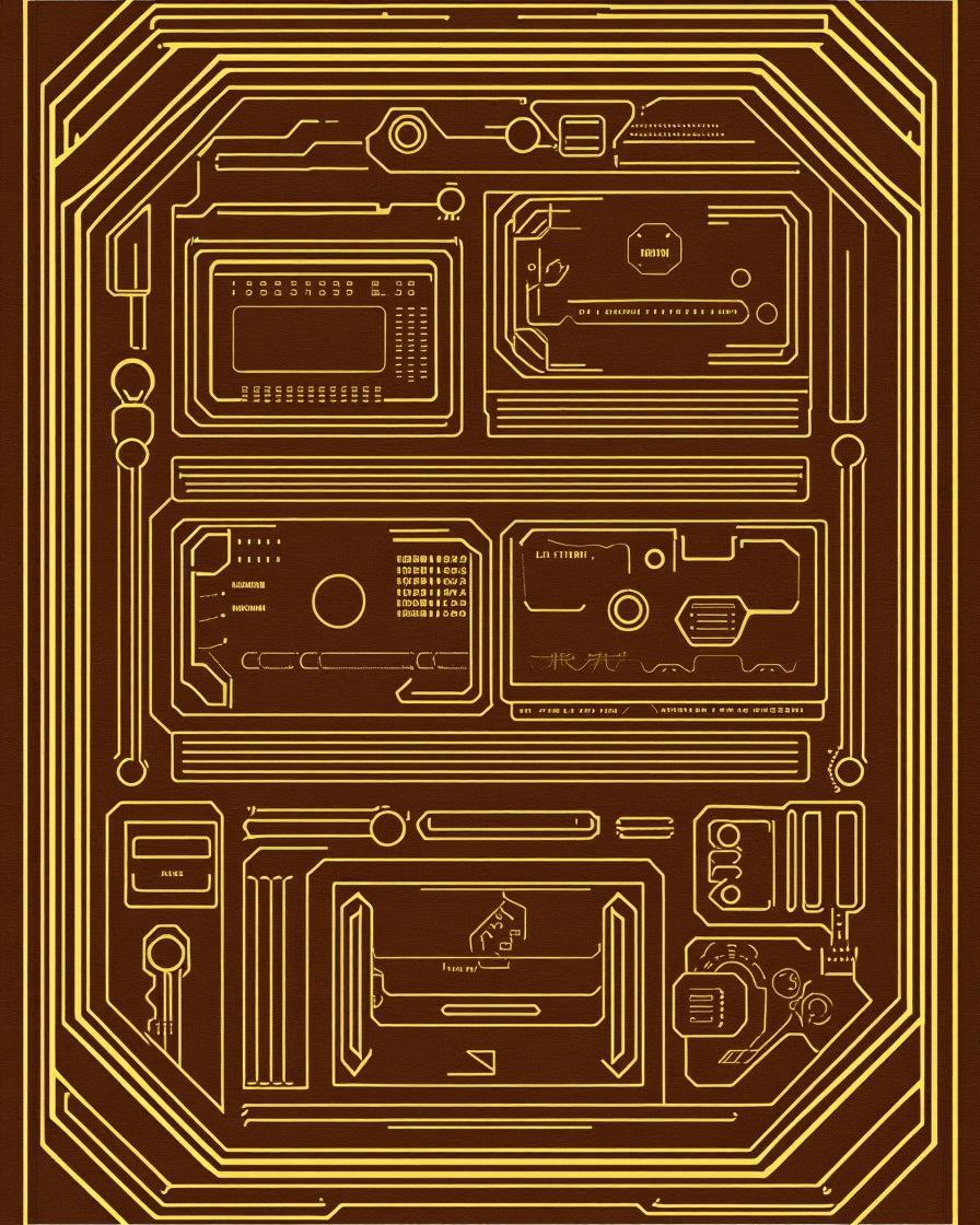 Futuristic Circuit Board Design Rug
